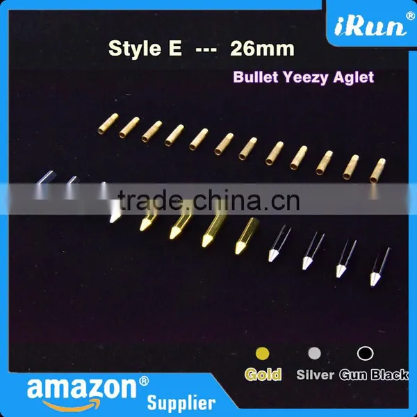 (MOQ:100pcs) Mixed Color Yeezy Lace Bullet Aglets - Yeezy Shoelaces Metal Bullet Endings - 26mm Bullet Metal Ends Aglet Tip
