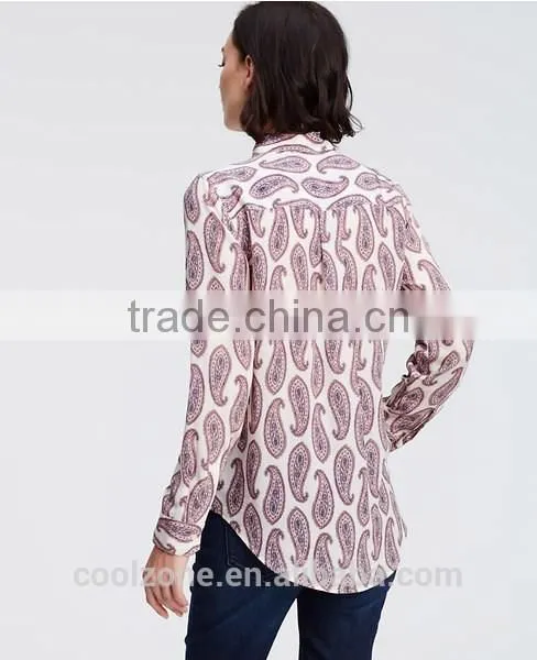 Fashion Elegant Mature Long Sleeve Floral Print Blouse for Middle Aged Women photo-3