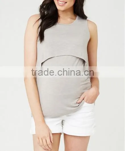 Sleeveless Maternity Clothes Tank Tops Breastfeeding Clothing photo-2