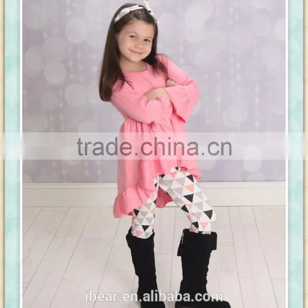 Persnickety Remake Fall 2016 Pink High-Low Tunic Outfits With Triangle Leggings Sets Childrens Valentine Day Boutique Clothing