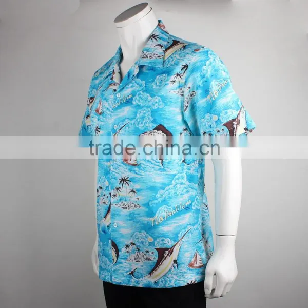 Skyblue Wholesale Cotton Men Aloha Shirt Hawaiian Shirts photo-2
