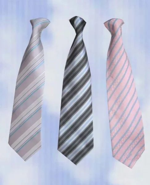 Summer Silver Polyester Woven Necktie Classic Strips Skinny
