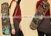 Yoga Met Bag Ethnic Hand Embroidered VintageBanjara Style Yoga Bag INDIAN Kantha YOGA Mat Bag LEATHER Cross Body Yoga Bag Purse photo-3
