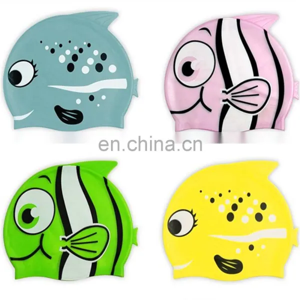 Silicone Fish Cartoon Swimming Caps for Kids
