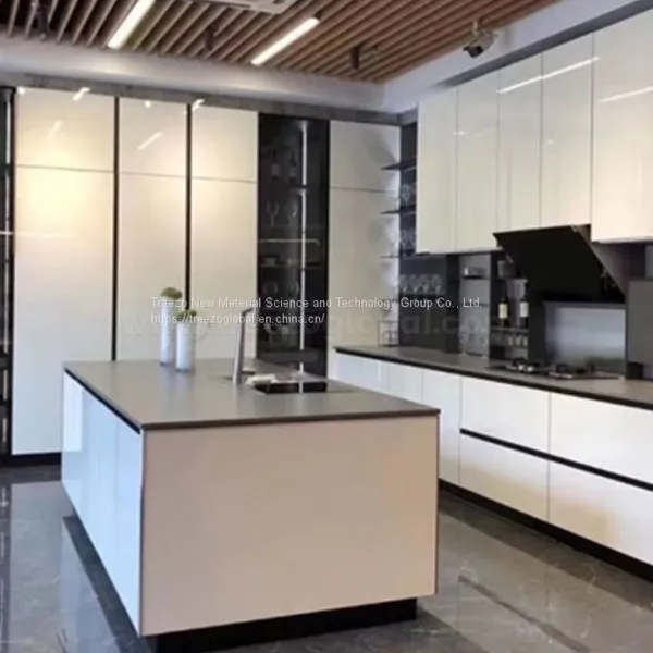 High Gloss Slab Style Kitchen Cabinet photo-2