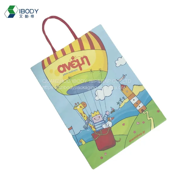 Recycled Kraft Paper Kids Birthday Shopping Gift Bag With Handle Kraft Paper Bag photo-2