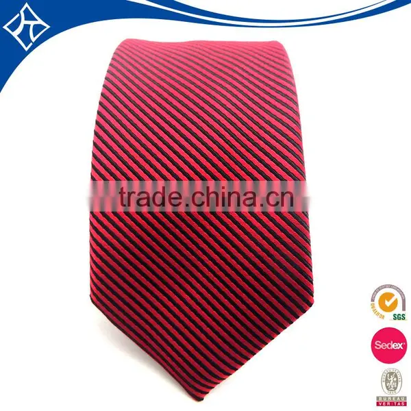 Red Black Slim 100% Polyester Necktie With Custom Logo Design photo-2