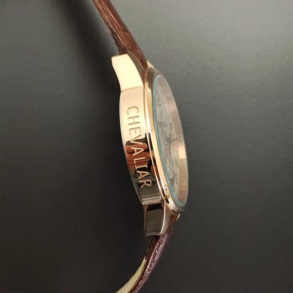 Stainless Steel Case Gents Watches Genuine Leather Man Fashion Quartz Watch photo-4