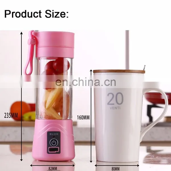 Fruit Juicer Popular USB Blender Juicer Mini Electric Portable Rechargeable Travel High Quality 380ml 6 Blades photo-5