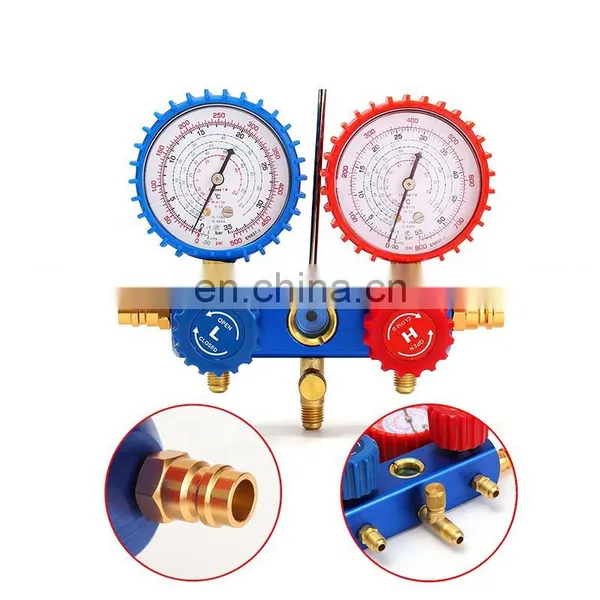 Conjunto de Medidores de Coletor de Alumínio CT-536ALB para sistema de refrigeração HVAC, para ar-condicionado automotivo, recarregamento de AC com R134A, R502, R410A, R404 coletor photo-3