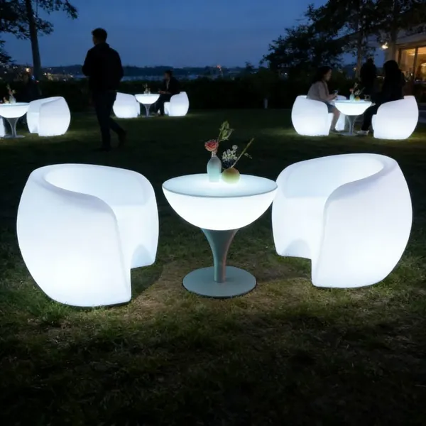 Bar Furniture Glowing Luminous Illuminated Led Table and Chair Set Outdoor Nightclub Led Furniture Outdoor Garden Event Table