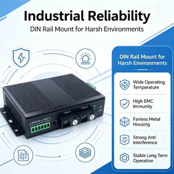 Industrial DIN Rail RS485 RS422 RS232 3 in 1 Ring Network Fiber Modem Serial to Fiber Extender Transceiver
