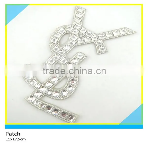 Iron on Crystal Decals Hotfix Fishbone Design Rhinestone Patch 12x23.5cm photo-5