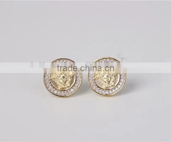 Factory Direct Sale Round Shape Zicon 925 Silver Stud Hip Hop Medusa Earring Jewelry photo-3