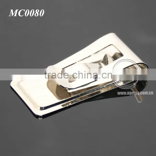 Men Style Fashion Stainless Steel Metal Black Genuine Leather Money Clip photo-5
