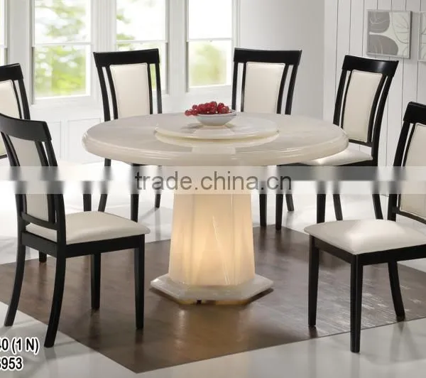 Latest Stainless Marble Top Table Cushion Solid Wood Chair Famous photo-4
