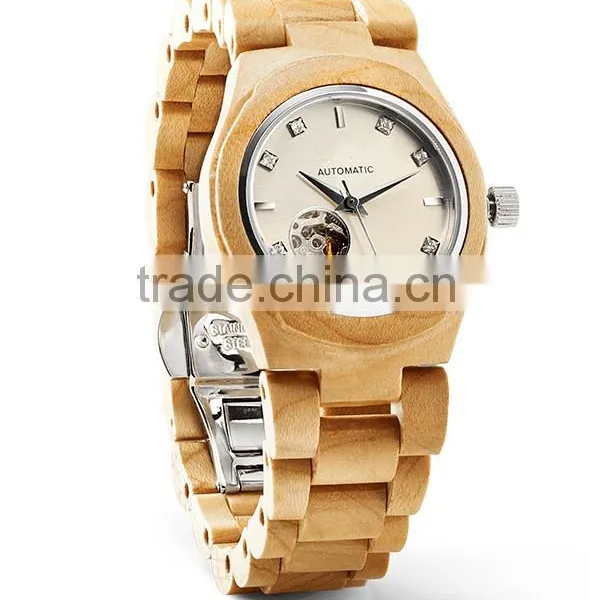 2016 New Womens Wooden Watches Partial Skeleton Watch photo-2