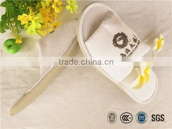 New Design Open Toe Poly Velour Slipper With Offset Printing Logo photo-4