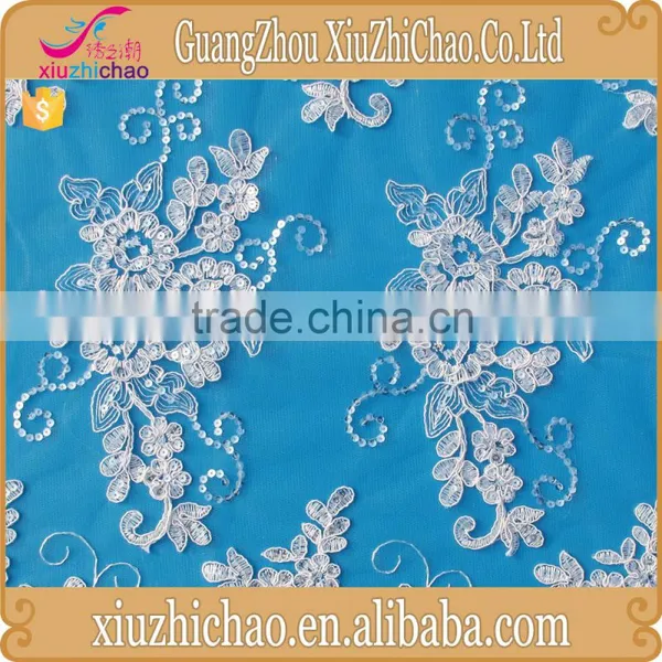 ZP0004-M Guangzhou Wedding Apparel Bridal Lace Fabric Sequins photo-3
