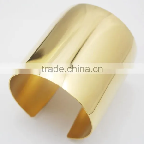 Fashion New Plain Hand Gold Plated Ultra Wide Cuff Bangles For Women Statement Jewelry Punk Charm Metal Opening Bangle Bracelets photo-2