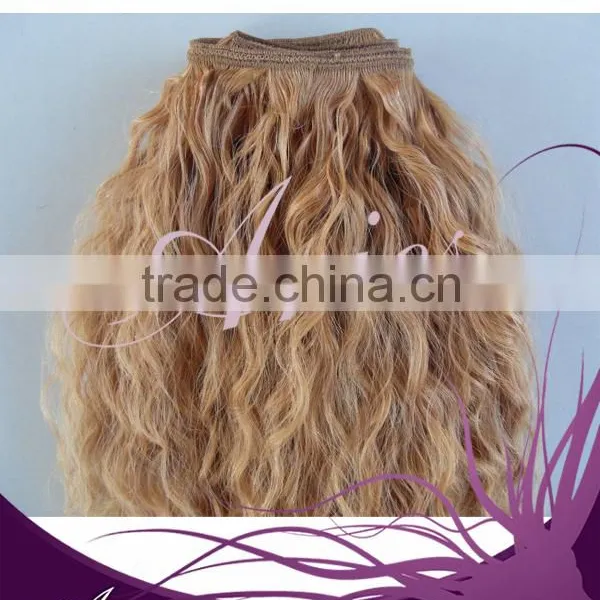 Brazilian Human Virgin Hair Extensions Wave Blonde Color Hair Weft photo-3