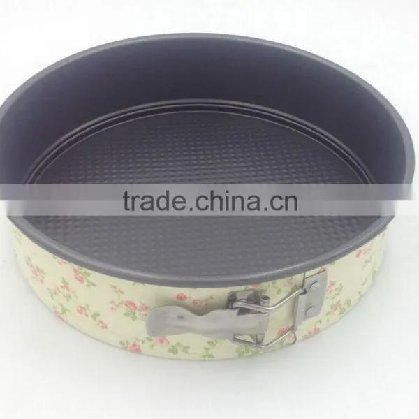 Dia.26*H7cm Carbon Steel Non-stick Round Springform Cake Pan 2pcs Set With Decals and Flowers