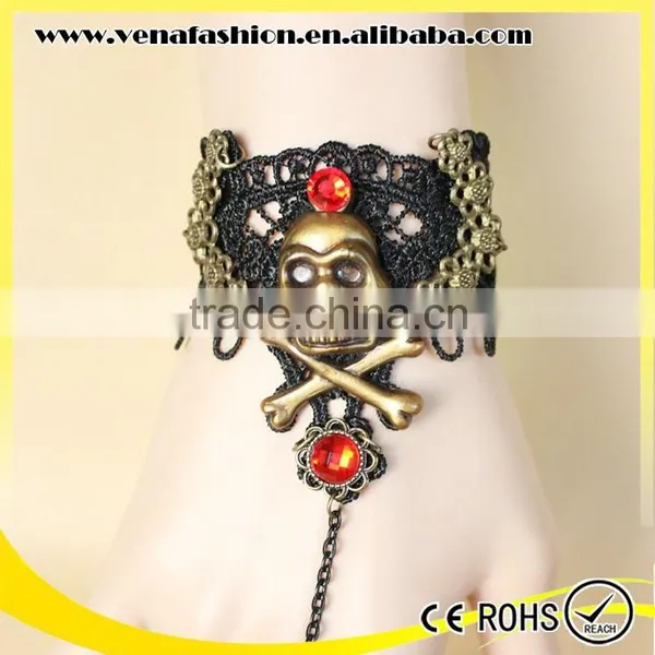Skull Cheap Woven Lace Bracelet, Lace Cuff Bracelet photo-2