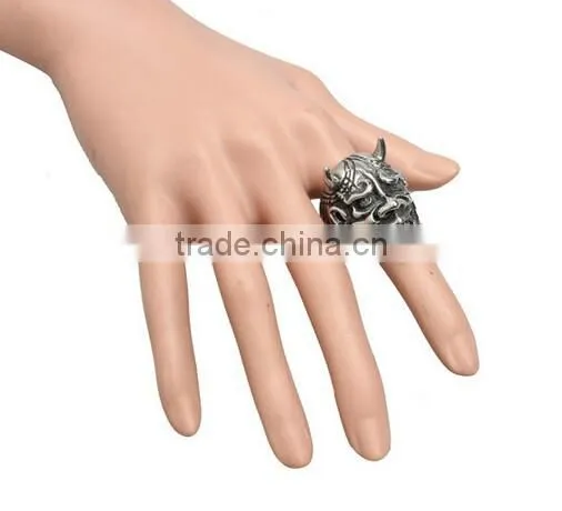New Cool Punk Man's Titanium Steel GENUINE Quality Black Skull Ring Size photo-4
