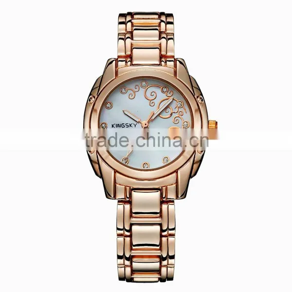 Kingsky KY054 Gold Plated Women Fashion Hand Watch for Girl photo-5