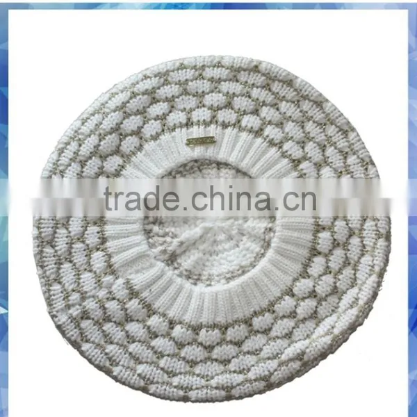 Lurex Popcorn Knit Knit Beret for Women photo-2