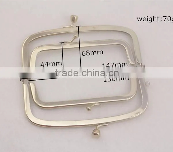 147x68mm Light Gold Kiss Lock Double Clutch Purse Frame photo-3