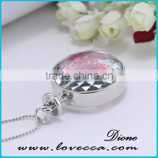 Silver ROUND Pendant Necklace With Flower Design Wholesale Fashionable Jewelry photo-6