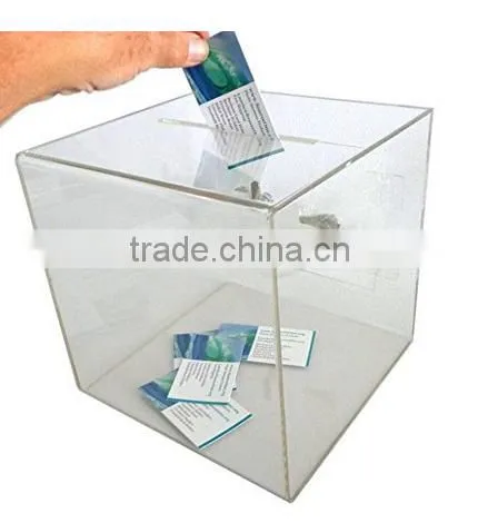 SourceOne Medium 8 Inch Premium Clear Acrylic Ballot Box Donation Box Cube photo-2