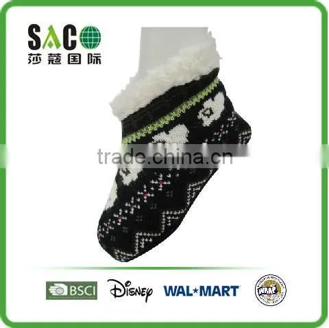 Snow Pattern Acrylic Indoor Shoes Added Fleece Lining photo-4