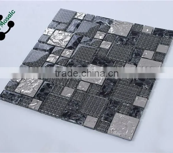 SMJ07 Ancient Style Interior Decoration Material Metal Mosaic Mix Glass Mosaic Laminated Mosaic Tiles photo-3