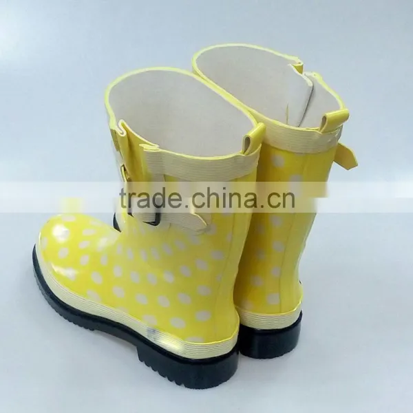 Women's Half Yellow Rubber Rain Boots photo-2