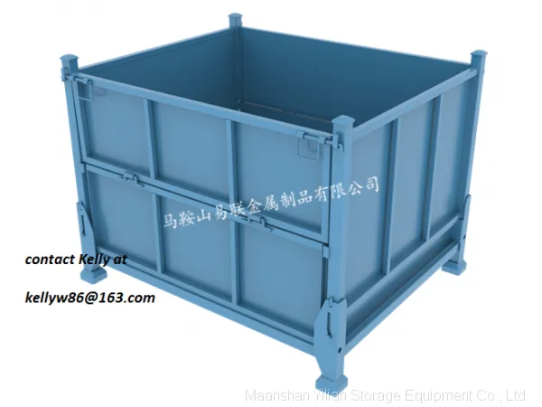 Foldable stackable steel storage  box  cage metal bin container
