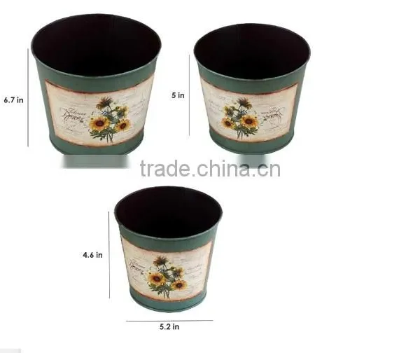 Flower Pots Metal Planters Set Of 3 photo-2