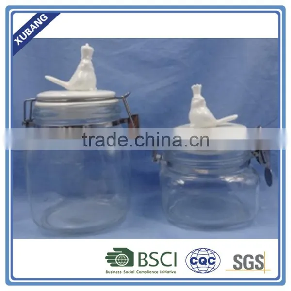 Glass Jar for Honey Christmas Cookie Jar Ceramic Penguin Cookie Jar photo-3