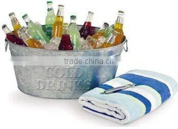 Vintage Large Capacity Galvanized Metal Oval Party Tub Ice Bucket Drink Beer Cooler photo-3