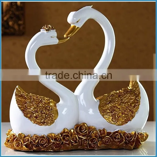 Gold Resin Swan Couple Decoration, Resin Statues photo-5