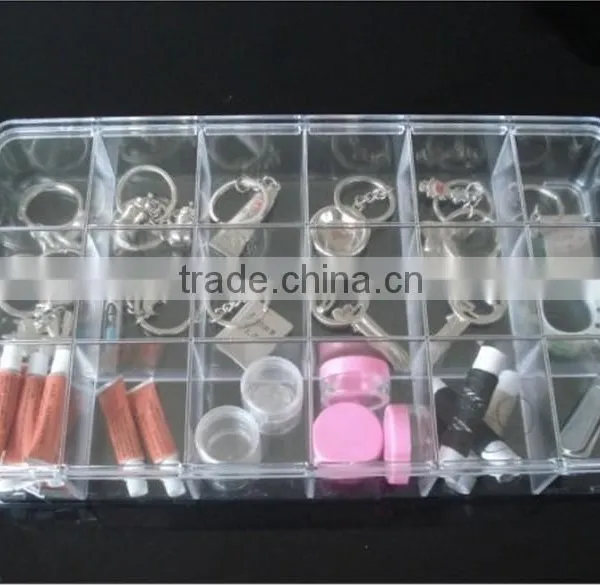 18 Compartments High Transparency PS Plastic Material Storage Box With Dividers