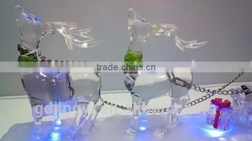 12.5inch Acrylic Led Double Deer and Snowman Standing Ice Pedestal for Table Decoration photo-2