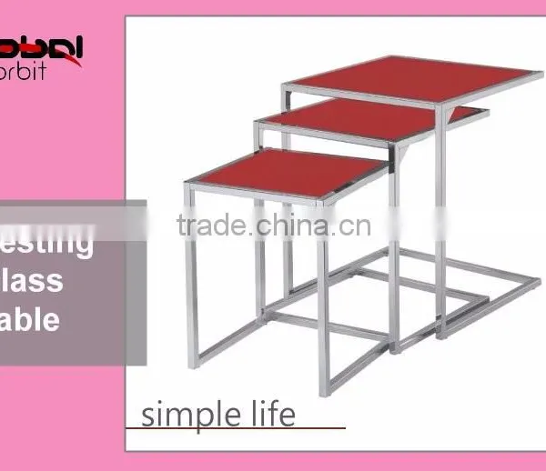High Quality Durable Tempered Glass Coffee Nesting Metal Side Table photo-2
