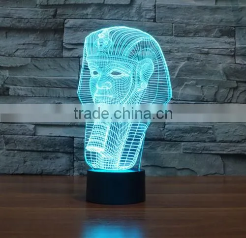 Pyramid Pharaoh 3D LED Illusion Night Light Touch Switch Table Desk 7 Color Lamp photo-2