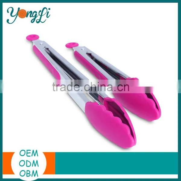 Silicone Stainless Steel Tong Set - BBQ Salad Bread Serving Tongs Kitchen Cooking Tools photo-2