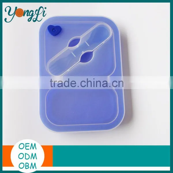 Easy to Take FDA & LFGB Collapsilble Silicone Bento Lunch Box With Dividers photo-3