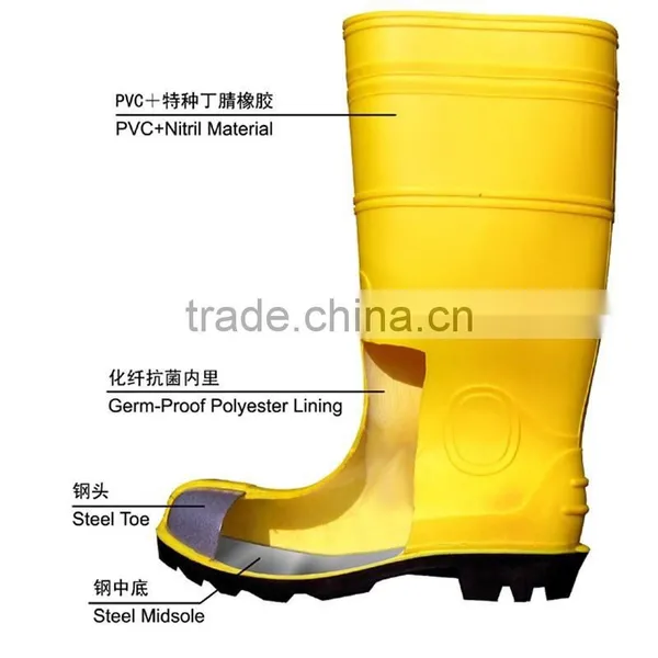Yellow PVC Safety Working Boots For Industry