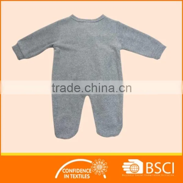 New Fashion Animal Print Plain Grey Long Sleeved Cotton Baby Clothes Romper photo-2