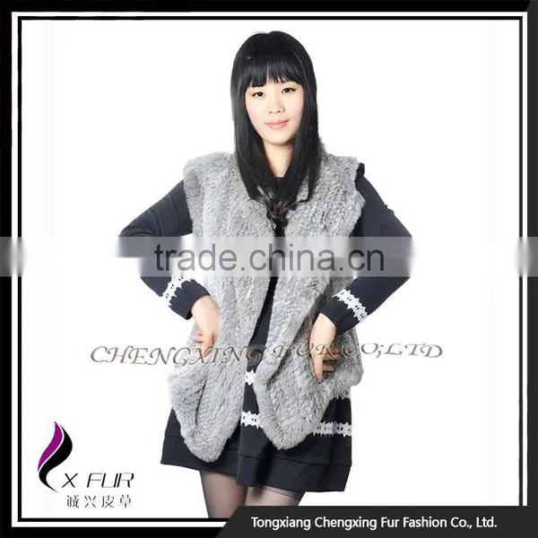 CX-G-B-192F 2016 Latest Knitted Rabbit Fur Fashion Womens Gilet photo-5